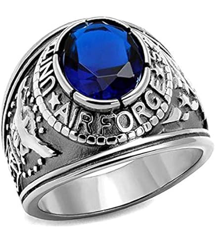 US Air Force Ring - (Gold Plated w/Blue Stone) USAF Military Rings